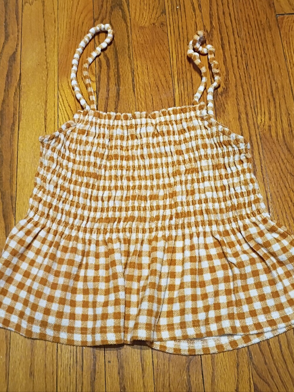 Sonoma Goods For Life Orange Gingham Terry Cloth Cropped Tank Size Medium